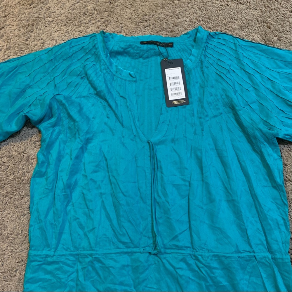 NWT VIX Paula Hermanny Sara Caftan Coverup Dress Small Tahiti Blue Teal - Picture 5 of 14
